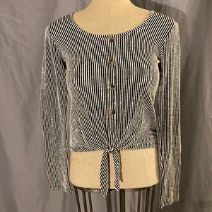 Black and white striped long sleeve top